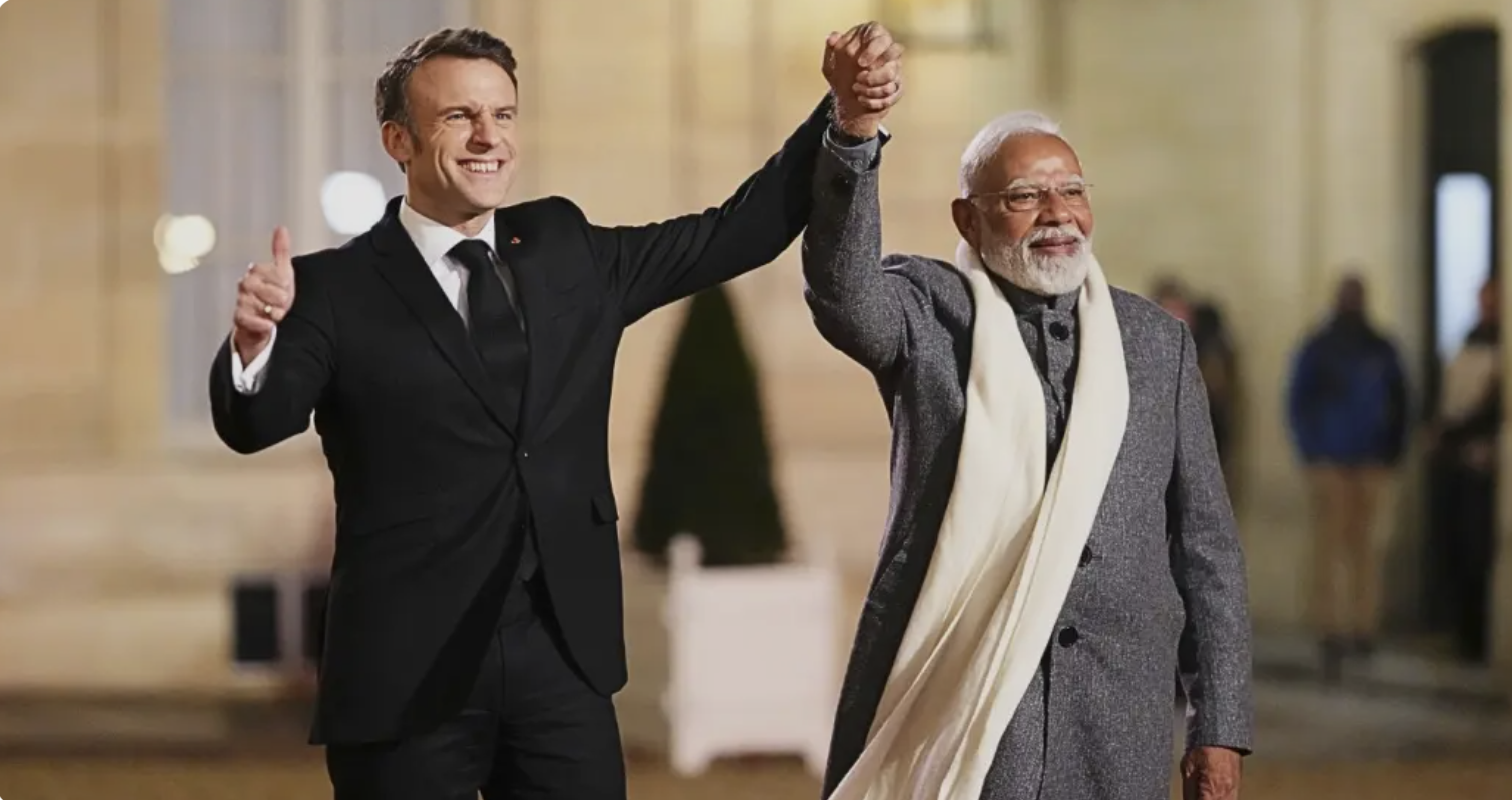 French President Emmanuel Macron and Indian Prime Minister Narendra Modi