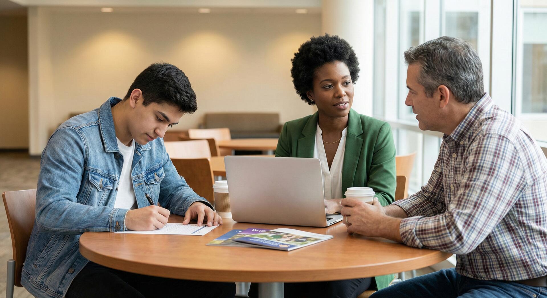 Counselor and student working on a university application